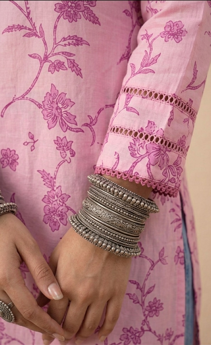 UNSTITCHED Pink Floral Vine Print