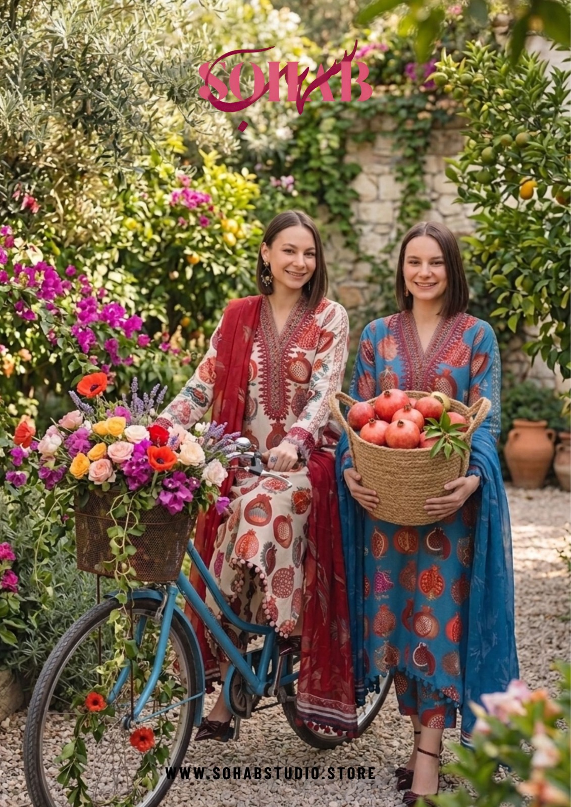 UNSTITCHED Pomegranate Printed Lawn Ensemble