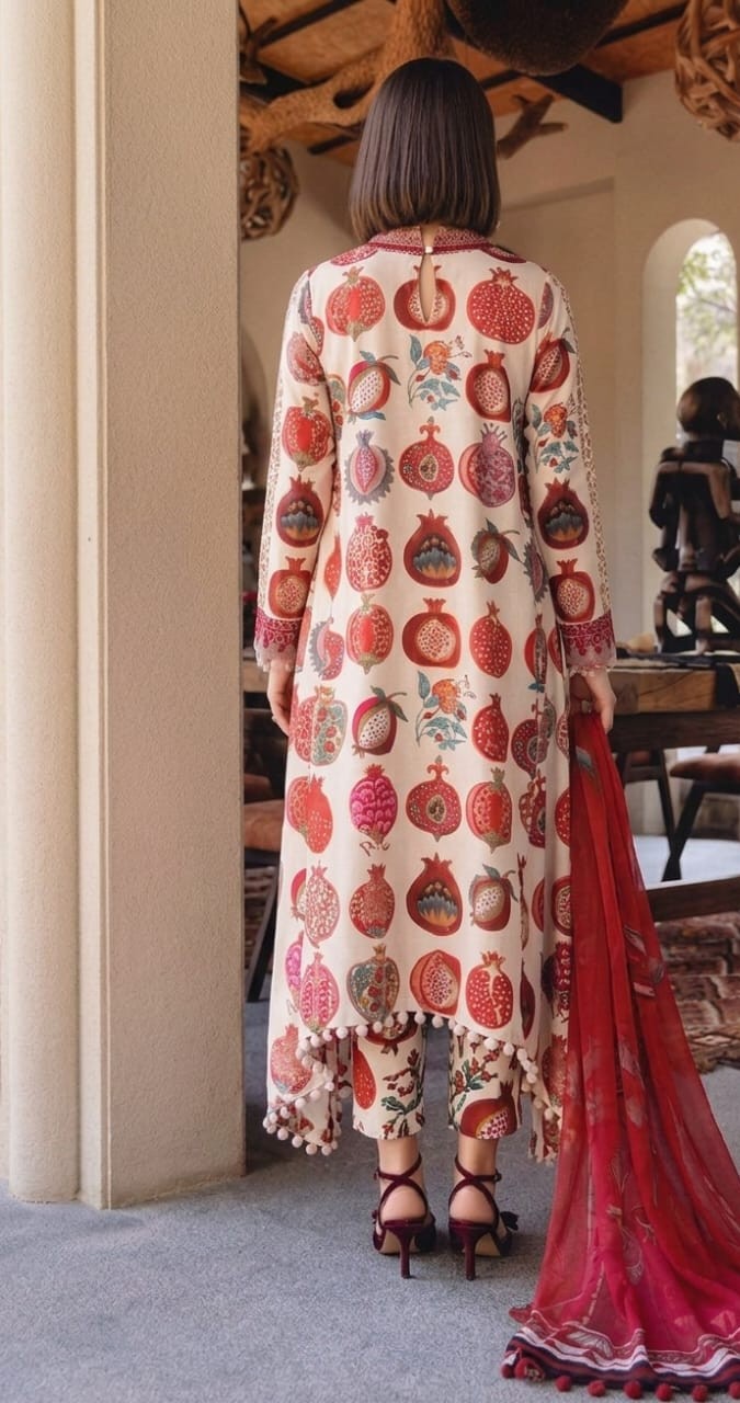UNSTITCHED Pomegranate Printed Lawn Ensemble