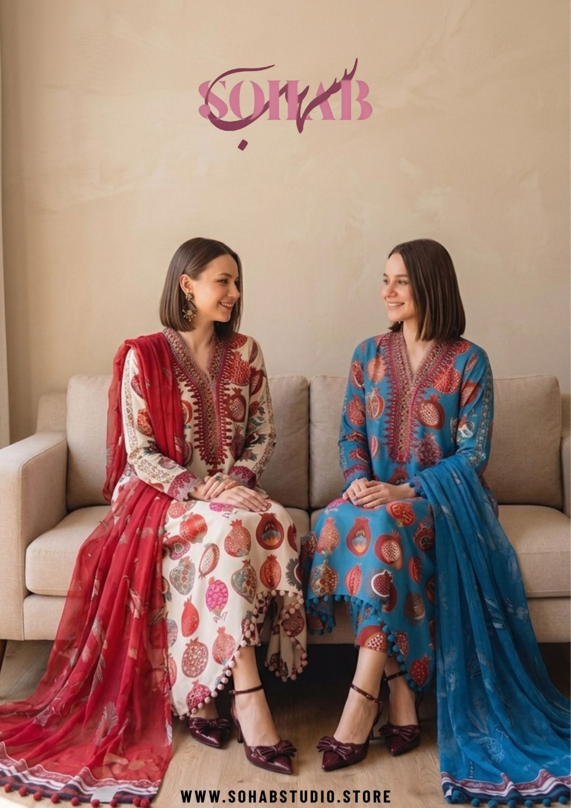 UNSTICHED Blue Pomegranate Printed Lawn Ensemble