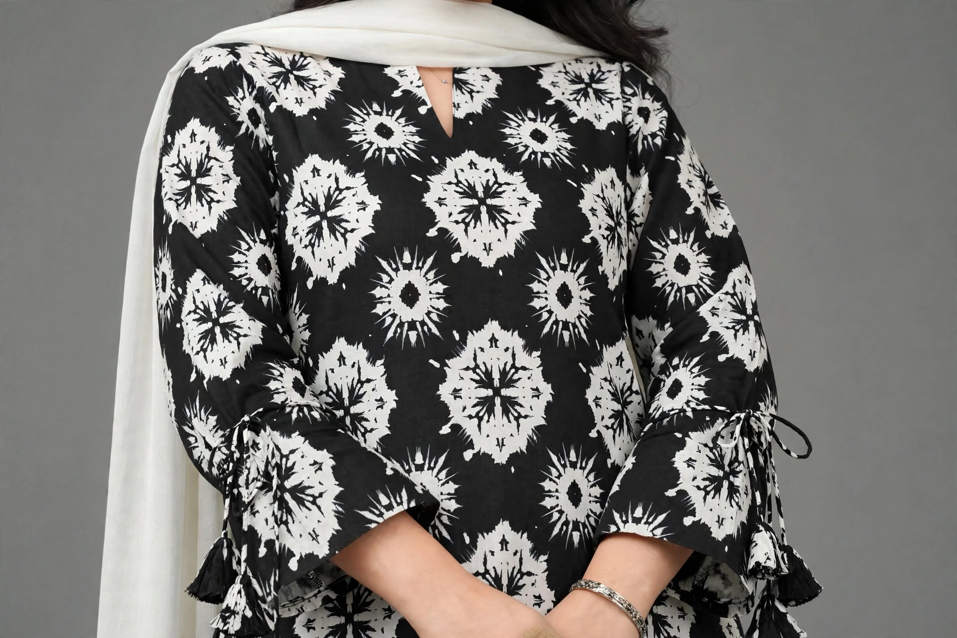 Monochrome Geometric Print Suit