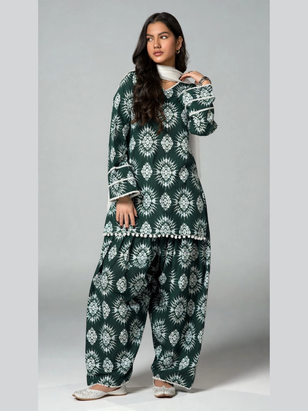 Emerald Floral & Geometric Print Suit
