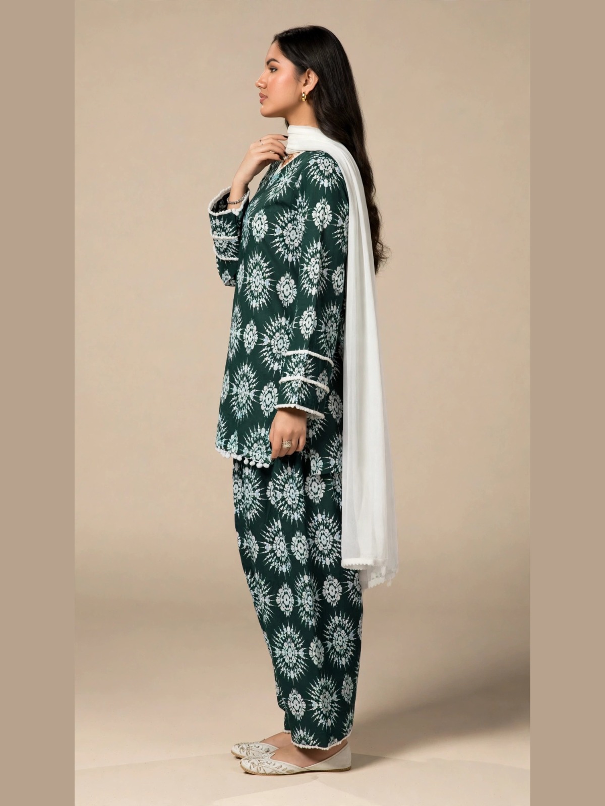 Emerald Floral & Geometric Print Suit