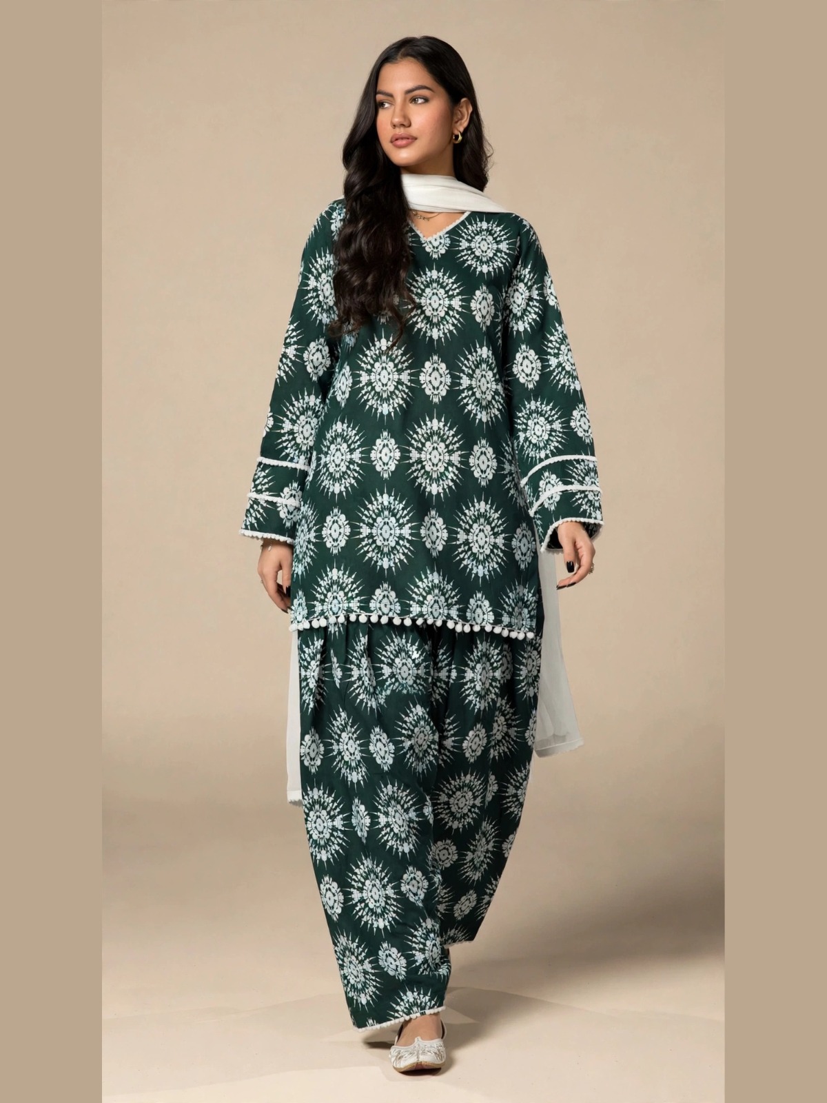 Emerald Floral & Geometric Print Suit