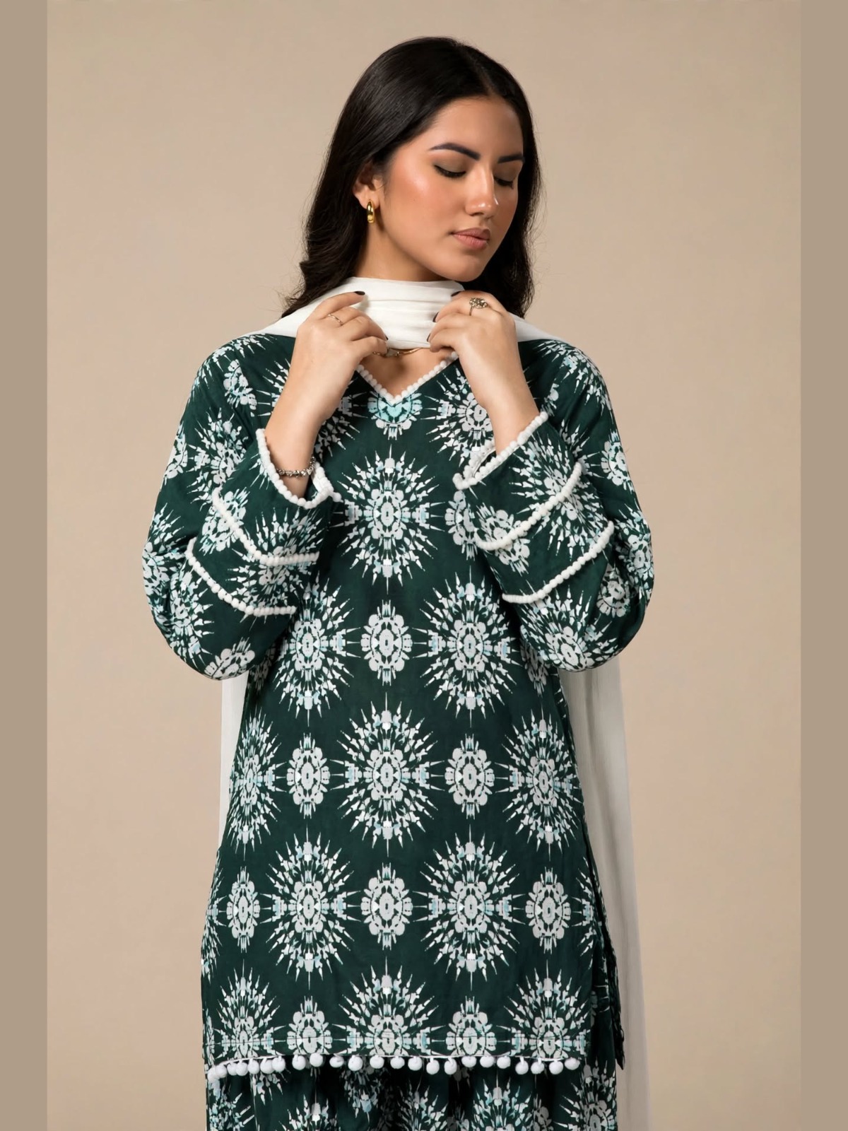 Emerald Floral & Geometric Print Suit
