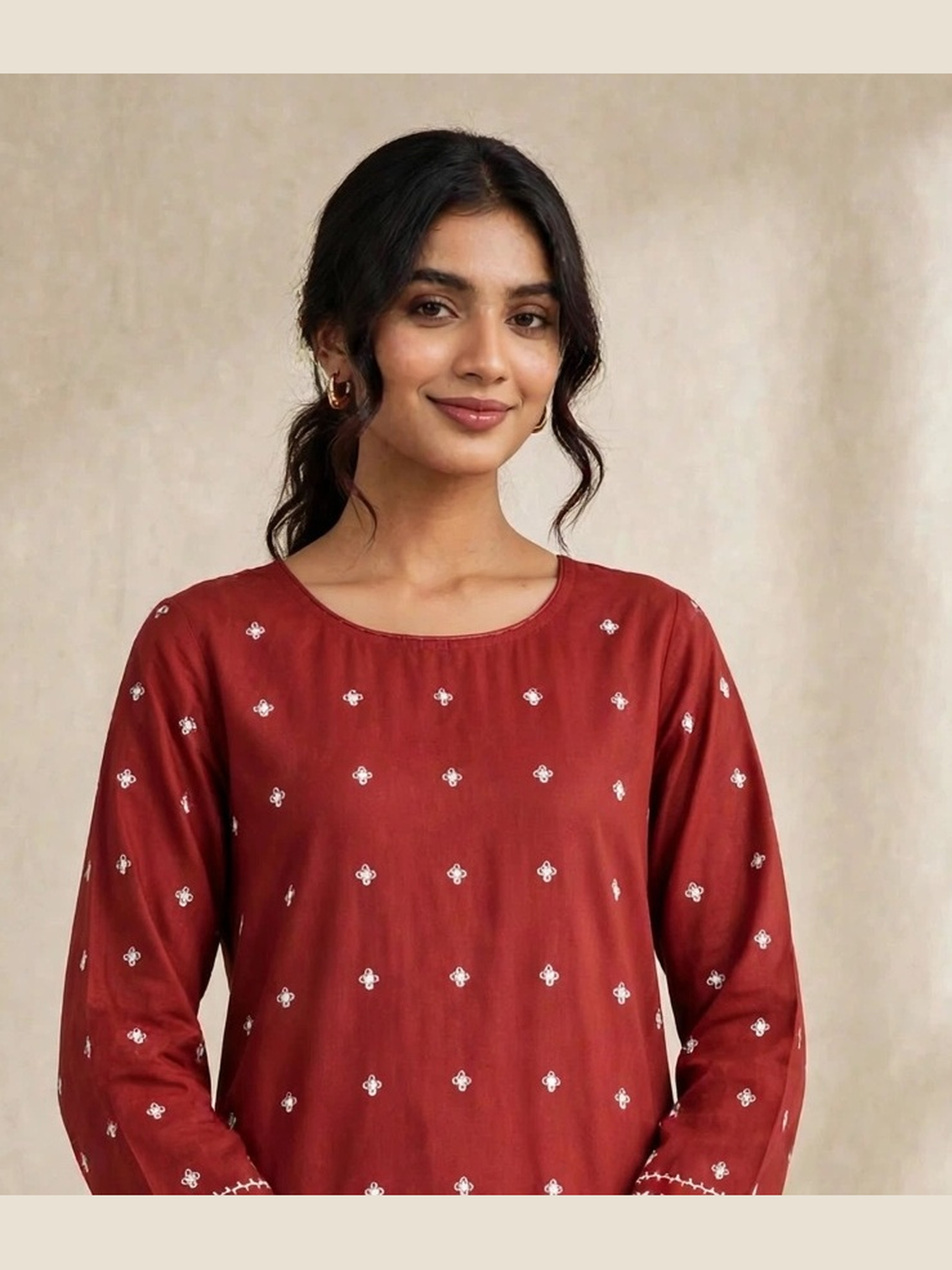 UNSTITCHED Maroon Embroidered Suit